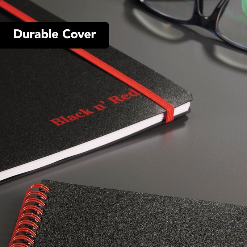 Black n' Red Notebook, Business Journal, 11" x 8", 70 Sheets, Ruled, Optik Paper, Scribzee App, Flexible Poly Cover, Wirebound, Black (K67030) - Image 5